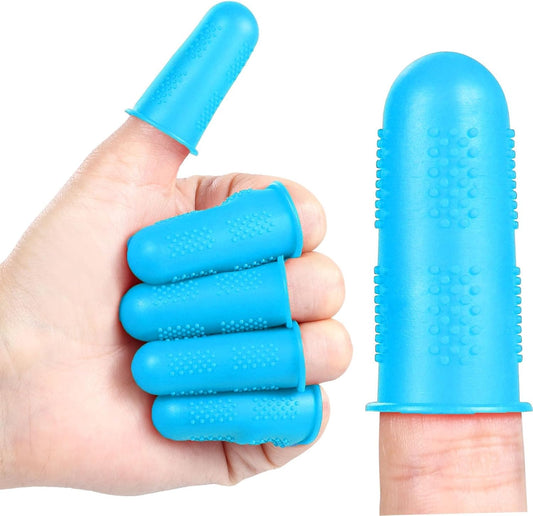 Finger Protectors,12 Pieces, Silicone Finger Protectors, 3 Sizes Rubber Fingers Thimble Protectors Guard Tips Caps Pads Cover for Hot Glue Gun | Embroidery | Sewing | Cutting| Sorting Task -Blue Green