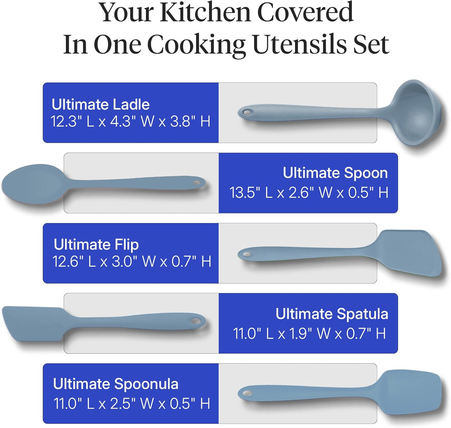 GIR: Get It Right 5 Piece Silicone Ultimate Kitchen Utensils Set - Ladle, Spatula, Flip, Spoon & Spoonula - Non-Toxic Cooking Utensils for Nonstick Cookware, Cooking and Baking - Red