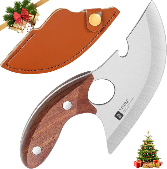 TIVOLI Butcher Knife–Japanese Style Paring Knife, Hand-Forged High Carbon Steel with Walnut Handle, Full Tang Design for Camping, BBQ & Outdoor Cooking