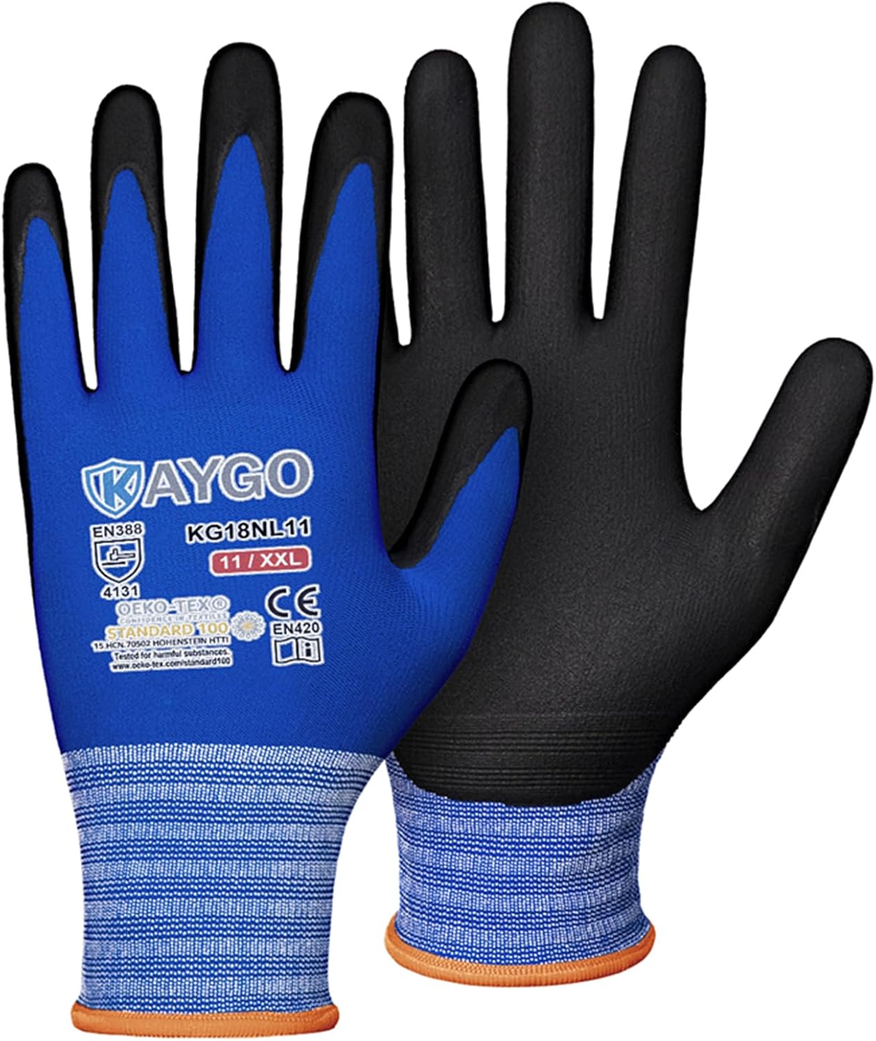 KAYGO Safety Work Gloves MicroFoam Nitrile Coated, 3 Pairs KG18NB,Seamless Knit Nylon Glove for Men and Women, Ideal for Automotive,Warehouse,Construction (Small,Gray)