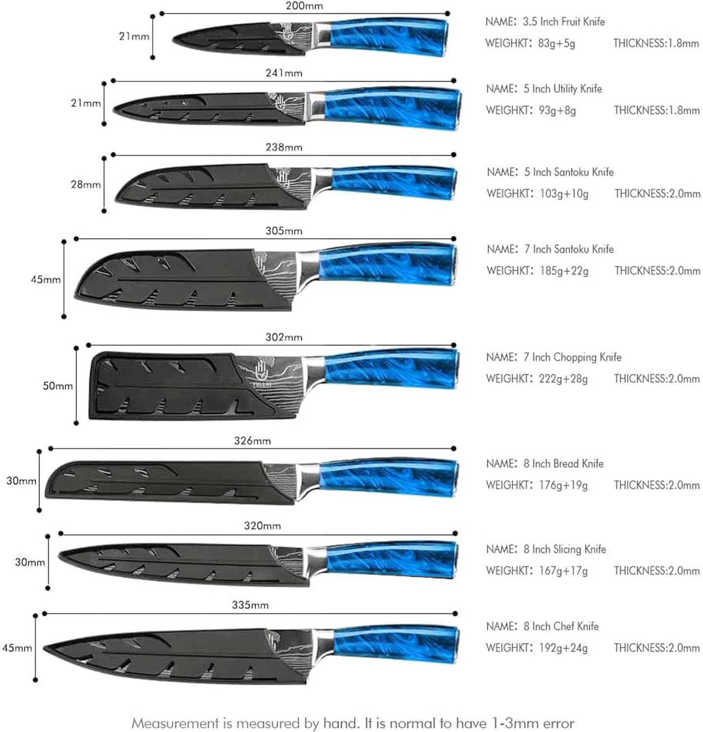 FULLHI Knife Set, 14pcs Japanese Knives Set, Premium German Stainless Steel chef Knife Set