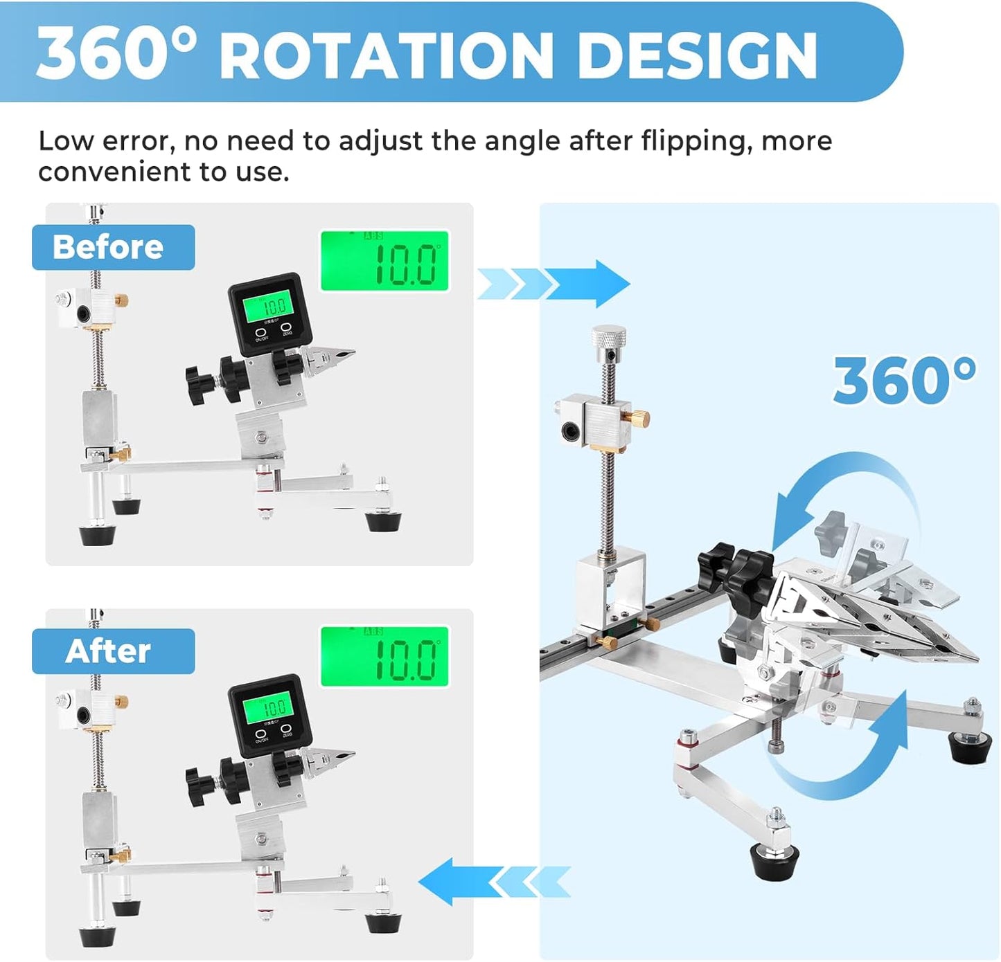 Fixed Angle Knife Sharpening System Professional Knife Sharpener with 4 Whetstones 360° Flipping Design Precision Adjustment Guided Knife Sharpener with 3 Clamps for All Types of Knives and Tools
