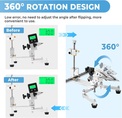 Fixed Angle Knife Sharpening System Professional Knife Sharpener with 4 Whetstones 360° Flipping Design Precision Adjustment Guided Knife Sharpener with 3 Clamps for All Types of Knives and Tools