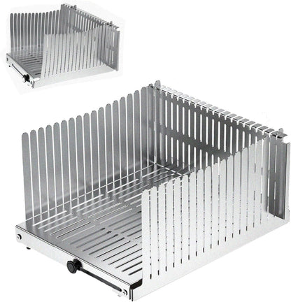 Stainless steel Bread Slicer for Homemade Bread,Adjustable Width,Foldable Compact,Bread Slicing Guide,Bread Loaf Slicer,for Cakes,Bagels,slice is 0.5",Bread width: 5.5"-8.3"(Silvers)