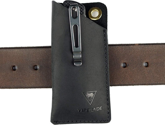 VIPERAED PJ11 EDC Small Leather Sheath for Belt,Leather Holster for Small Flashlight,Utility Small Leather Knife Sheath,Leather EDC Pocket Slip for Small Multitools
