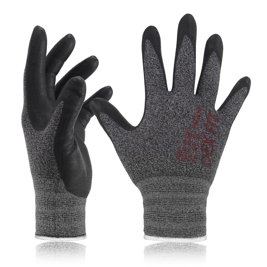DEX FIT Nitrile Work Gloves FN330, 15-Gauge 3D Snug Stretch Fit, Touchscreen, Power Grip in Wet & Oily Conditions, Mechanic & Warehouse, Men & Women, Black, M, 3 Pairs