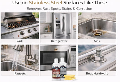 CLEAN MY STEEL Stainless Steel Rust Stain Remover Eraser Cleaner for Fridge, Outdoor BBQ Grill, from Metal Sink and Appliances, NSF Certified, Food Area Safe, 4 oz
