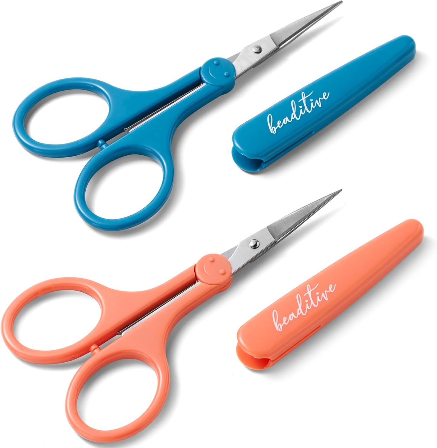 Beaditive High Precision Detail Scissors Set (2-Pc) Sharp, Fine Tips | Paper Cutting, Scrapbooking, Sewing, Crafting | Stainless Steel | Protective Cover (Pastel)