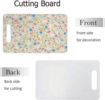 Coffee Set Cutting Board with Handles Coffee Maker Muffin Cup Flower Hot Drink Love Cutting Boards Plastic Safe Chopping Board for Kitchen 16" x 10" x 0.24"