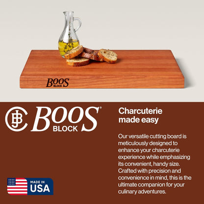 John Boos R-Board Series Rectangular Wooden Maple Cutting Board 20”x15” – 1.5” Thick, 12-lb Reversible Butcher Block with Edge-Grain & Finger Grips – Made in the USA