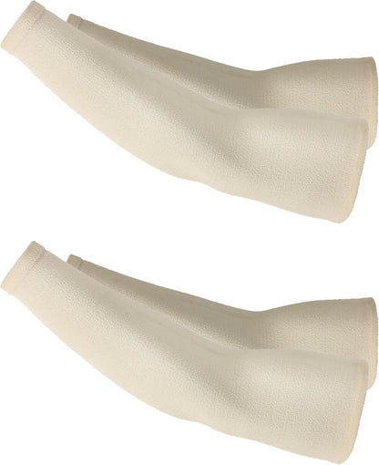 Schwer 2 Pairs 15.4in Down Yarn Knitted Arm Warmers, Summer Essential Arm Sleeves for AC Rooms, Hyaluronic Acid Infused, Moisturizing & Skin-Friendly, Light Compression Arm Protectors for Thin Skin