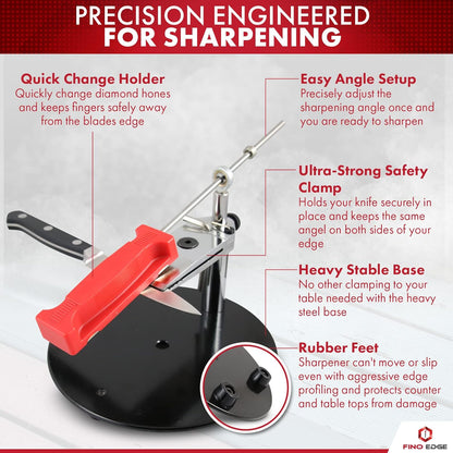 Professional Knife Sharpeners for Kitchen Knives - Diamond - Designed with Tight Clamp, Stable Base - Easy To Assemble with Reference Guide & Instruction Manual
