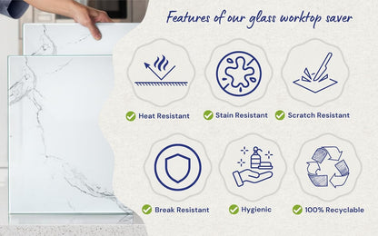 Kitchenville Glass Cutting Board 20”x16”: Tempered Glass Kitchen Counter Protector - Durable- Scratch-Resistant, Heat-Proof - Clear Design