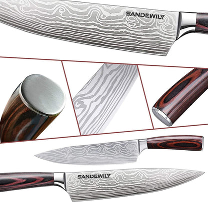 Professional Kitchen Knives High Carbon Stainless Steel Chef Knife Set,3PCS Ultra Sharp Japanese Knife with Sheath,Ergonomic Pakkawood Handle Elegant Gift Box for Home or Restaurant