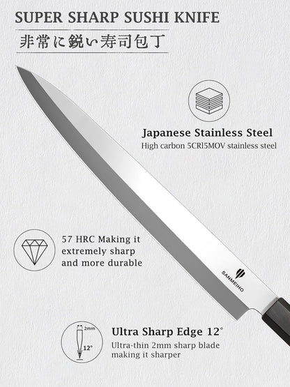 8 Inch Japanese Chef Knife, Hand Forged Gyuto Knife 9 Layers High Carbon 10CR15MOV Steel Kitchen Knife Ultra Sharp & Durable Professional Japanese Sashimi Knife with Ergonomic Rosewood Handle