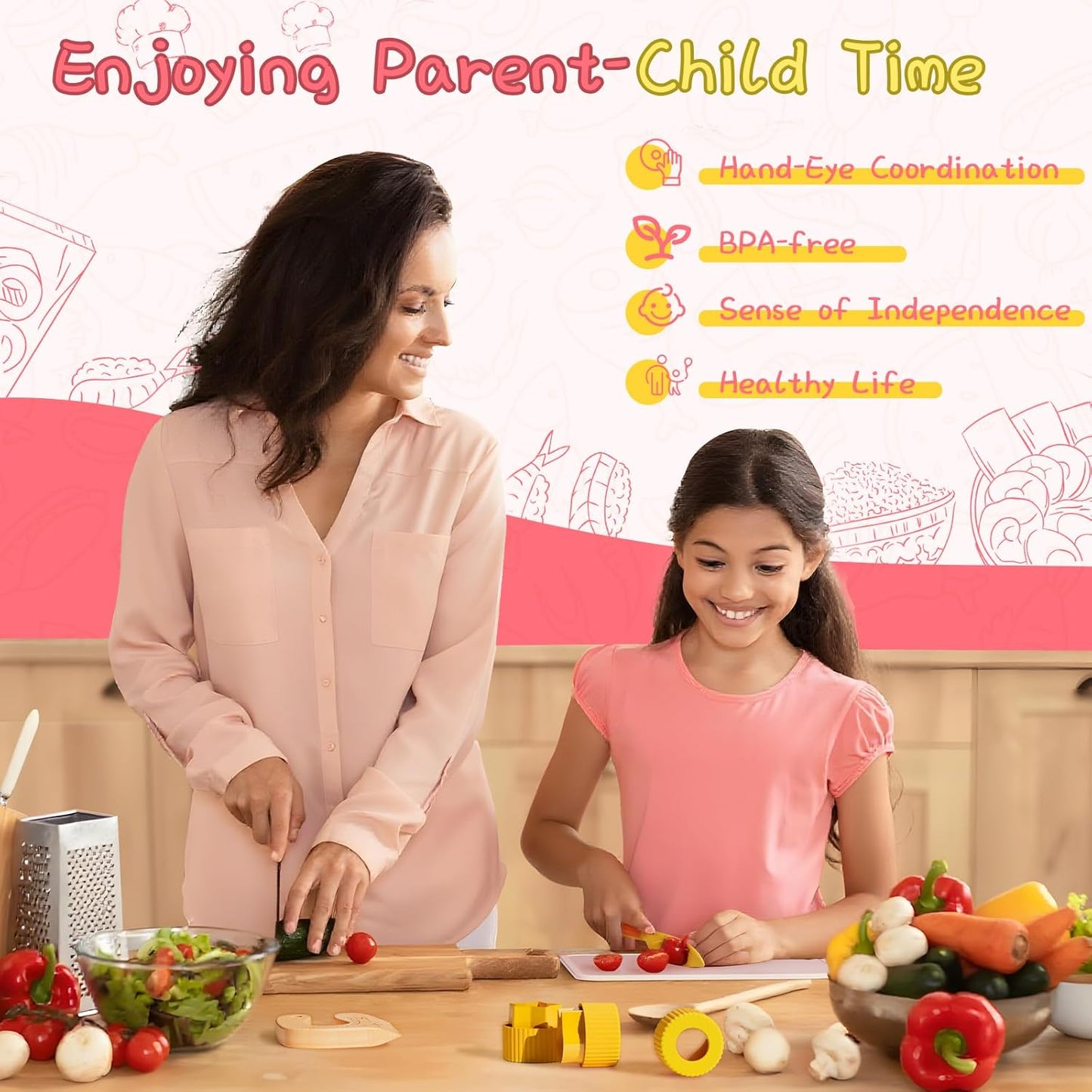 Montessori Kitchen Tools for Toddlers,Kids Knife for Real Cooking,Toddlers Knife Set with Storage Box Kids Safe Knives Children Cutting Set for Girl Boy,Montessori Toys for Kitchen Set -Green