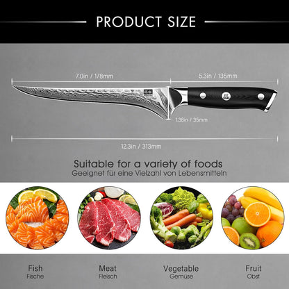 SHAN ZU Chef Knife 8 Inch Japanese Steel Damascus Kitchen Knife, Professional Kitchen Knives Sharp High Carbon Super Steel Kitchen Utility Knife