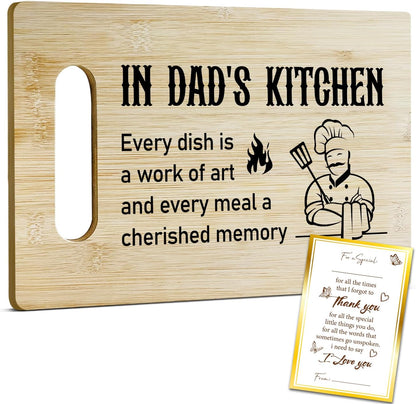 Best Dad Ever Bamboo Cutting Board, Grilling Gift For Men, Funny Charcuterie Boards for Home Kitchen Decor, Father's Day Birthday Gifts for Dad from Daughter Son -047