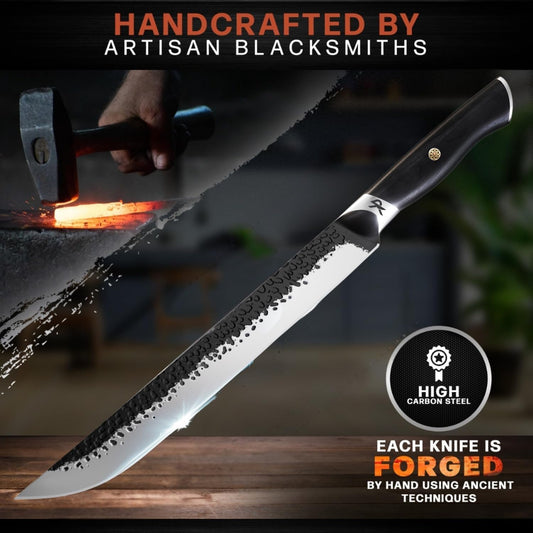 Kitchen perfection Handmade Meat Cleaver Knife for Meat Cutting - Professional 7" Serbian Chef Knife - Made of High Carbon Steel - Hand Sharpen Butcher Knife with Canvas Sheath, Unique Gifts for Men