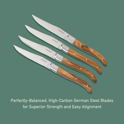 Bloomhouse - Two Time Oprah's Favorite Things Winner - 5" Utility Boning Kitchen Knife German Stainless Steel Blade w/Forged Italian Olive Wood Handle Full Tang for Meat Poultry & Precision Cutting