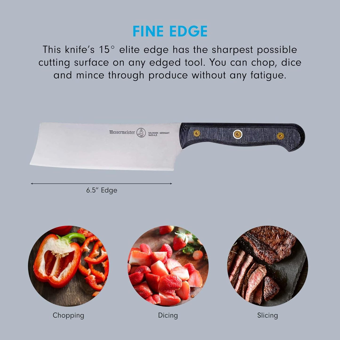 Messermeister Custom 6.5” Nakiri Knife, Black - X50 German Stainless Steel - Rust Resistant & Easy to Maintain - Made in Solingen, Germany