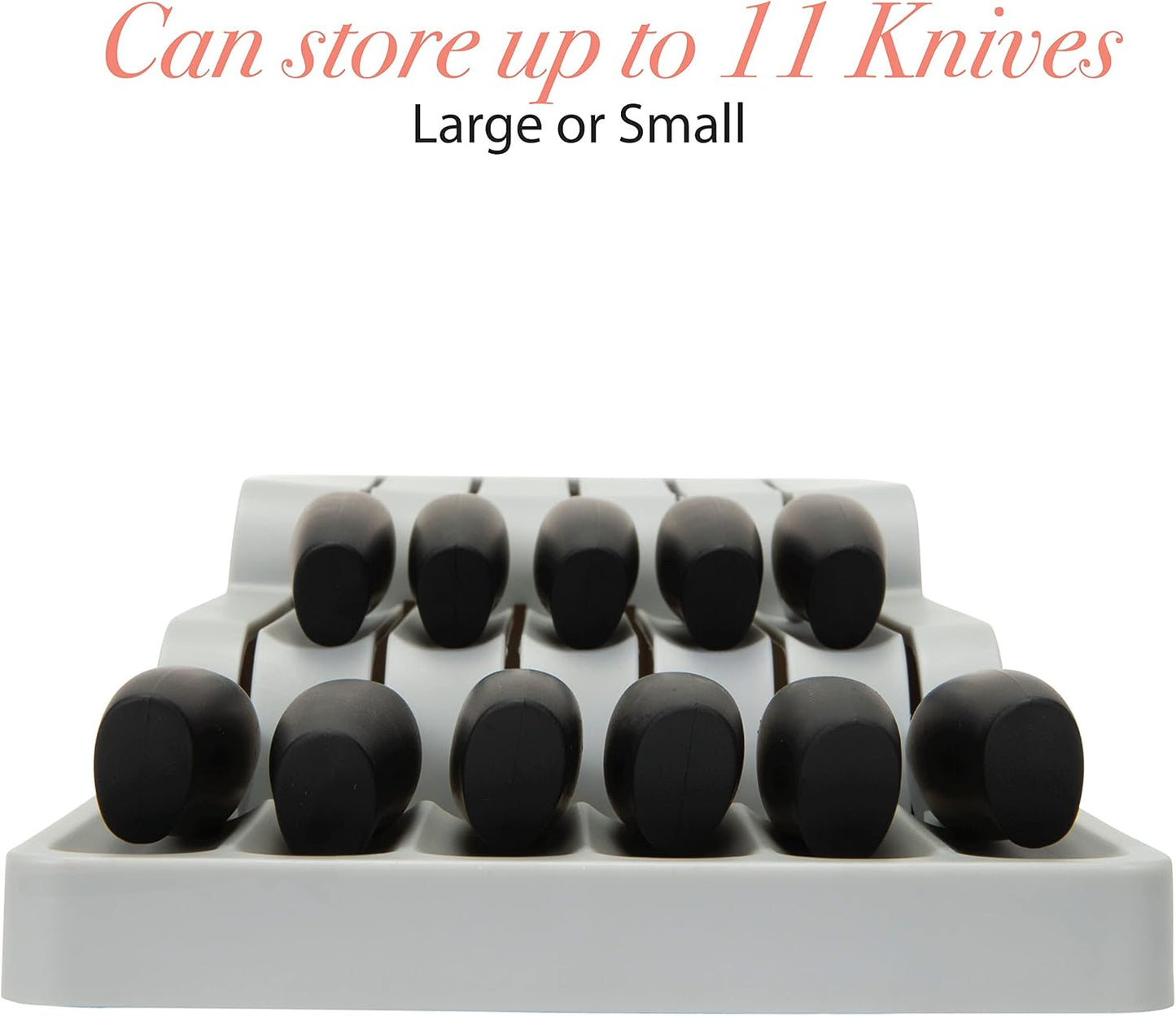 Kitchen Details 2 Tier Knife Drawer Organizer | Holds 11 Knives | Utensil Holder | Knife Block | Storage & Organization | Space Saver | Natural