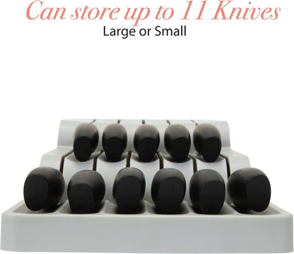 Kitchen Details 2 Tier Knife Drawer Organizer | Holds 11 Knives | Utensil Holder | Knife Block | Storage & Organization | Space Saver | Natural
