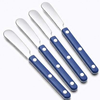 4PCS Stainless Steel Butter Knives Set: 6.3 Inch Cheese Spreader 304 Stainless Steel with Ergonomic Handle for Cheese, Butter & Jam (green)