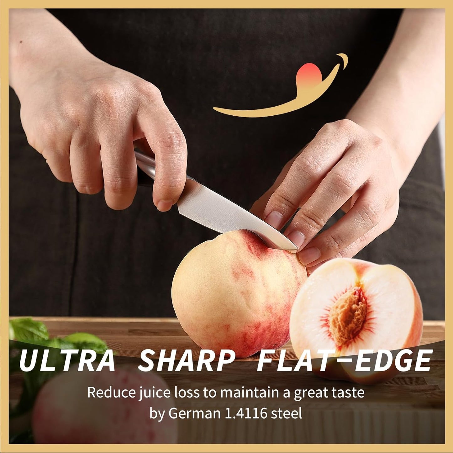 Paring Knife Set of 2， 3.5 + 5 Inch Ultra Sharp German 1.4116 Stainless Steel Small Kitchen Knife for Peeling Fruit， Slicing Vegetables & Garnishing Dishwasher Safe， Ergonomic Full Tang Grip