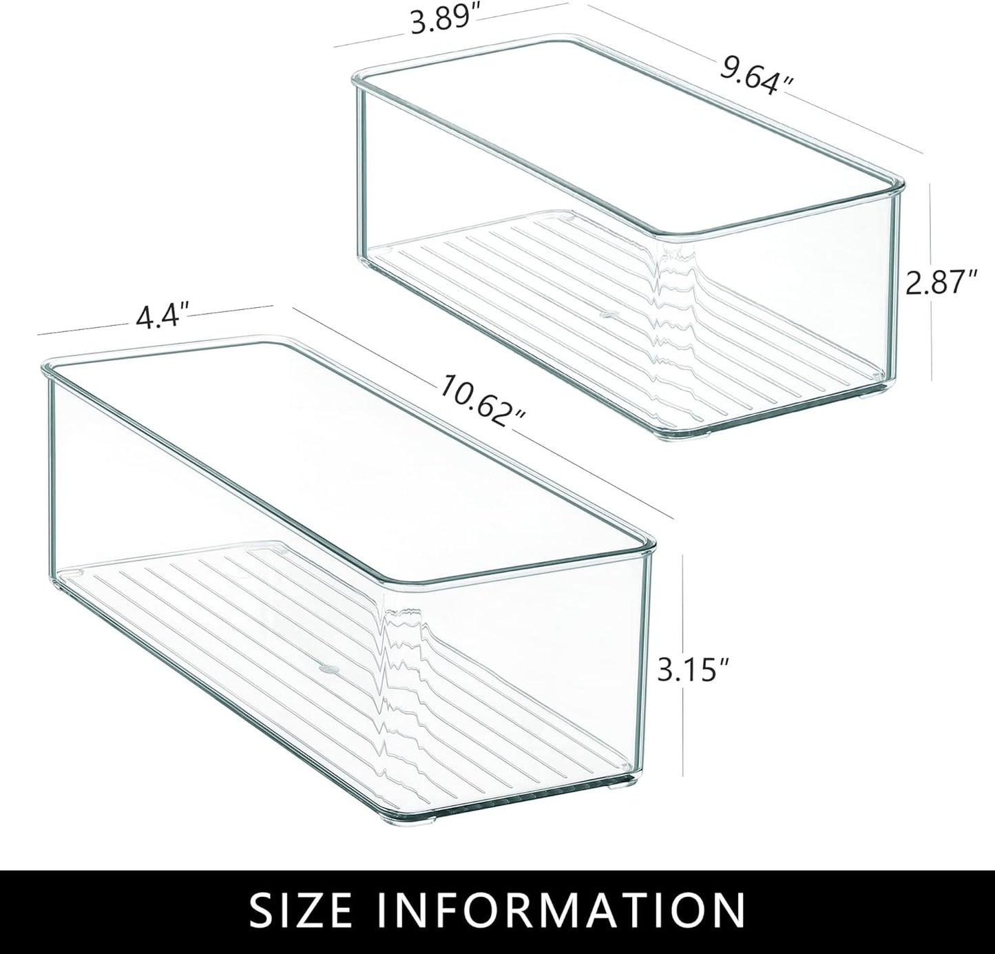 Qilinba 8 PACK Drawer Organizer Bins Bathroom Deep Drawer Silverware Organizers Clear Stackable Storage Bins for Vanity, Pantry, Office, Cabinet, Kitchen Counter Organization and Storage
