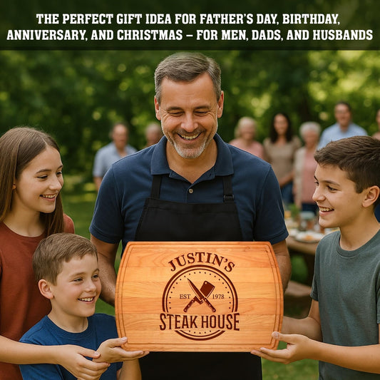 Personalized Gift for Men – Custom Engraved Cutting Board for Dad, Grandpa – Wood Grill Board for BBQ Lovers – Barbecue & Grilling Gift for Him – Perfect for Father’s Day, Anniversary or Birthday