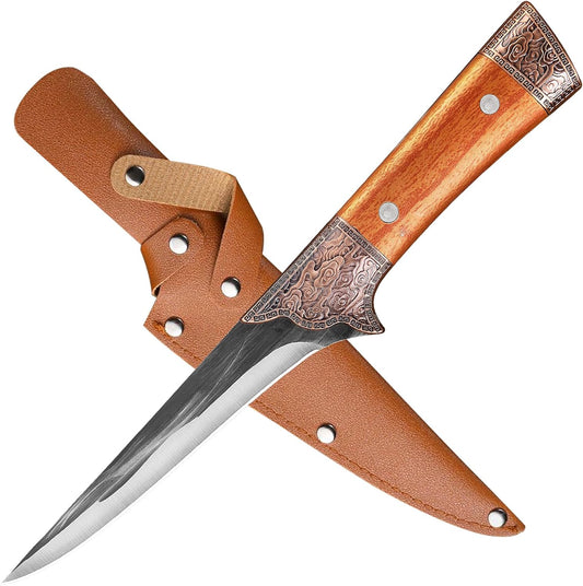 6 Inch Boning Knife - Curved Semi-Stiff Blade for Meat Cutting, Filleting & Deboning, Ultra Sharp Butcher Knife with Non-Slip Ergonomic Handle for Chefs, Home Kitchen & Culinary Use