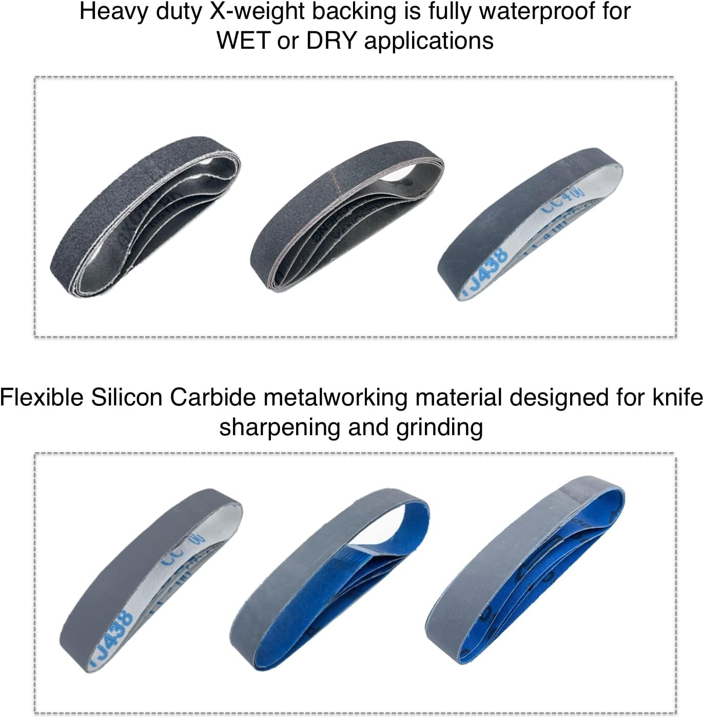 1x30 Inch Silicon Carbide Sanding Belts, 4 PCS Each of 80,120, 240, 400, 800,1000 Grits Knife Sharpening Belt Kits for 1 x 30 Inch Belt Sander, 24 Pack