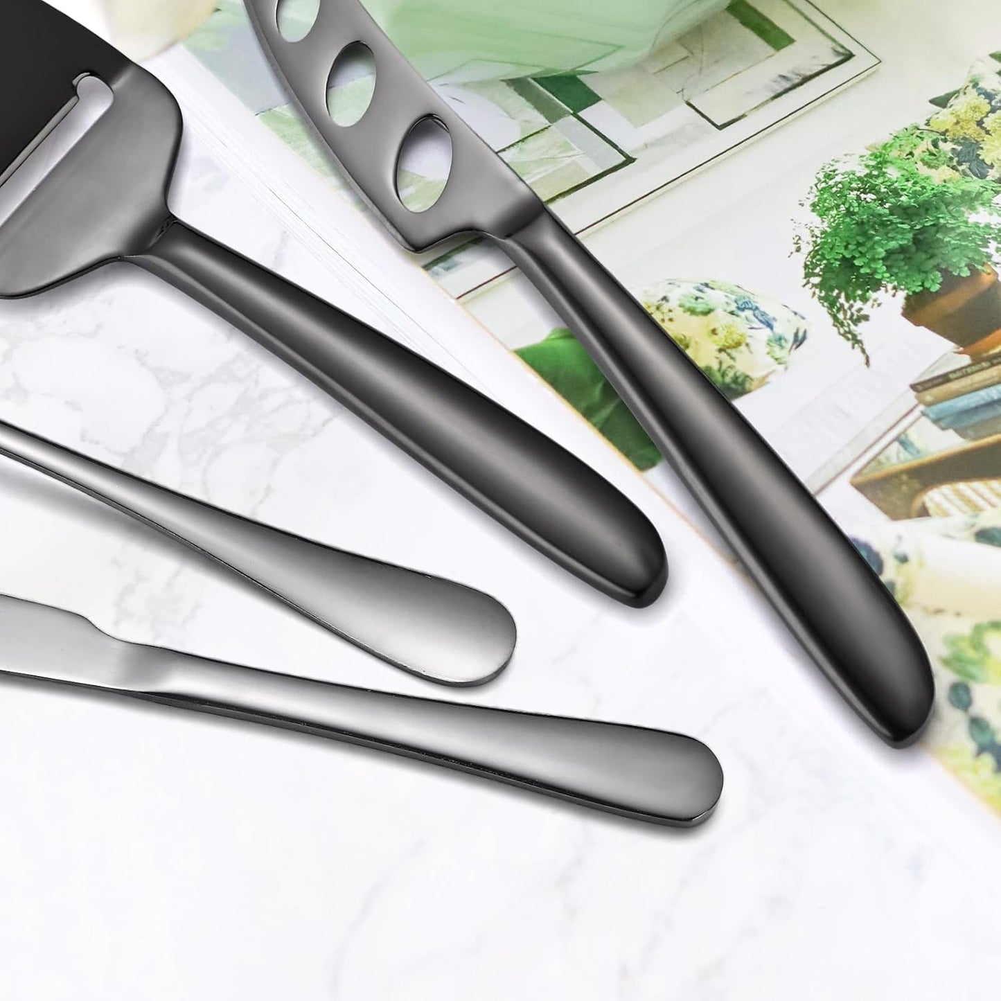 Copper Cheese Knives Set 7 Pieces Stainless Steel Kitchenware Utensils Gadgets 7 Pieces Cheese Knife,Cheese Spreader,Cheese Forks,Cheese Slicer,Cheese Cutter,Butter Knife