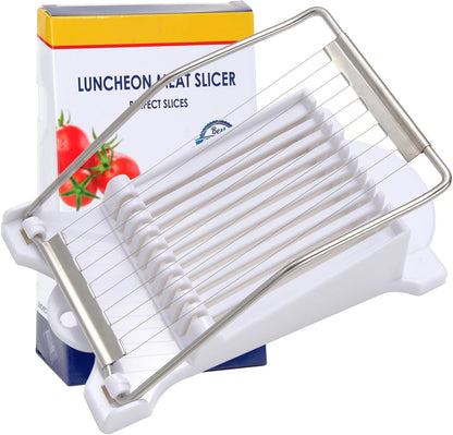 Slicer,Multipurpose Luncheon Meat Slicer,Stainless Steel Wire Egg Slicer,Cuts 10 Slices For fruit,Onions,Soft Food and Ham (White)