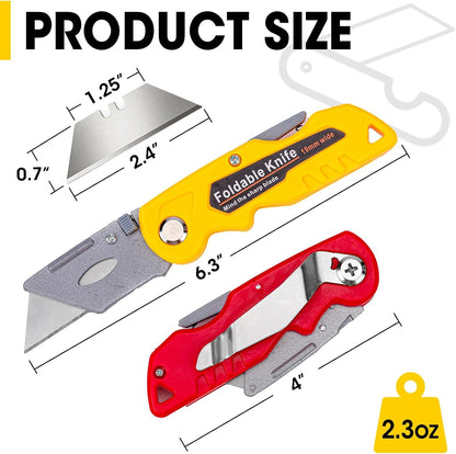 12 Pack Box Cutter, Folding Utility Knife with Extra 20Pcs Blades, Box Cutters with Comfortable Handle, Razor Sharp Blade for Cartons, Cardboard, Boxes and Rope