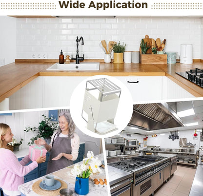 Universal Kitchen Cutter Block Holder, Rotating Stainless Steel Cutting Tool Organizer for Countertop, 9 Slots for Scissors and Sharpening Rod, Minimalist Kitchen Storage Rack for Cutters