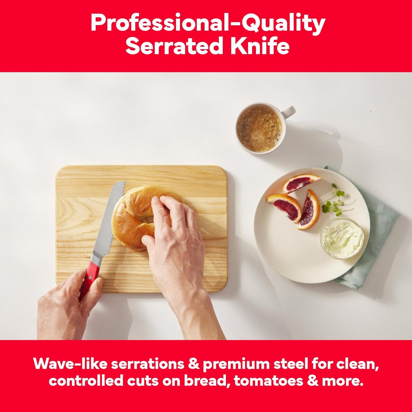 Misen Serrated Bread Knife - High-Carbon Japanese AUS8 Steel - Perfect for Soft Foods, Bread, Pastries, and Fruits - Verstatile Slicer, Razor-Sharp Edge, Durable Blade, Ergonomic Handle - 5", Blue
