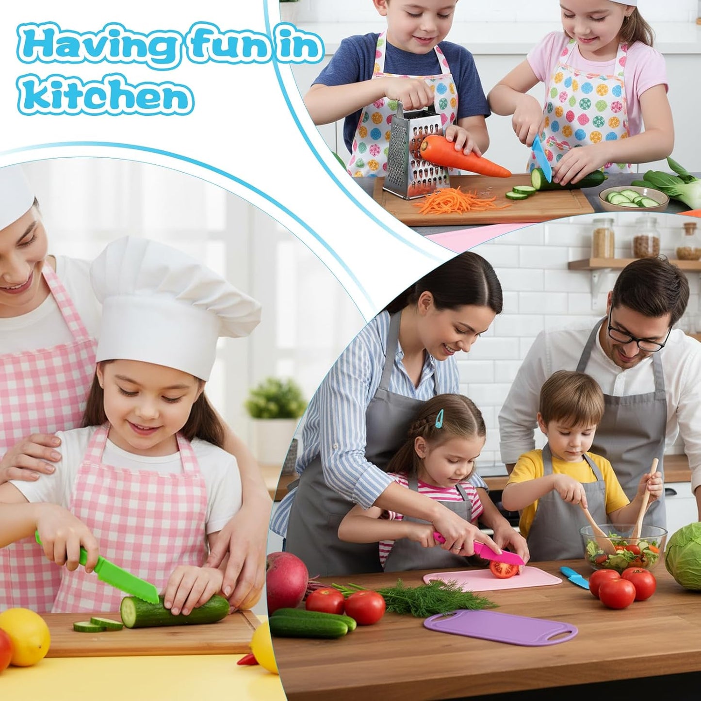 40 Pcs Kids Plastic Knife Set with Cutting Board Toddler Knife Tools, Including 20 Child Safe Knife 20 Chopping Board Kids Cooking Utensils for Cooking Club, Preschool