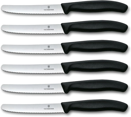 Victorinox Swiss Classic 6-Piece Steak Knife Set, 4-1/2-Inch Serrated Blades with Round Tip, 4-Inch