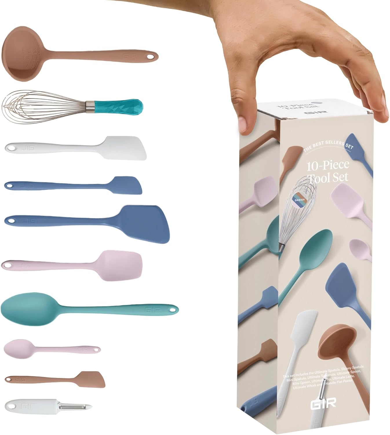 GIR: Get It Right 5 Piece Silicone Ultimate Kitchen Utensils Set - Ladle, Spatula, Flip, Spoon & Spoonula - Non-Toxic Cooking Utensils for Nonstick Cookware, Cooking and Baking - Red