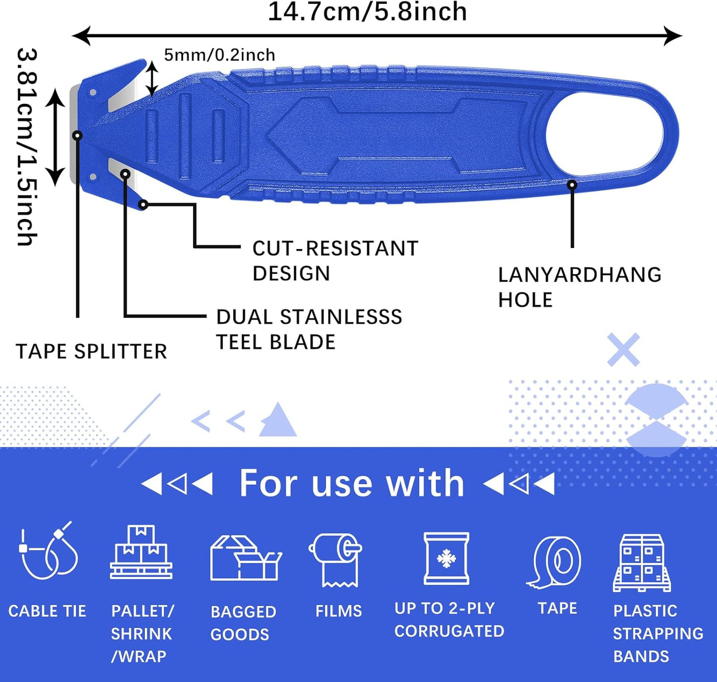 Therwen 30 Pcs Safety Box Cutter Knife of Stainless Steel Concealed Blade Package Opener with Tape Splitter for Carton Cardboard Wrap Letter Work Bag Straps Film Utility Tool (Black)