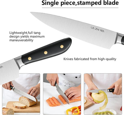 14-Piece Kitchen Knife Set with Detachable Block, High Carbon Stainless Steel Dishwasher Safe Knives, Includes Chef, Santoku, Bread, Steak Knives for Home Kitchen,White