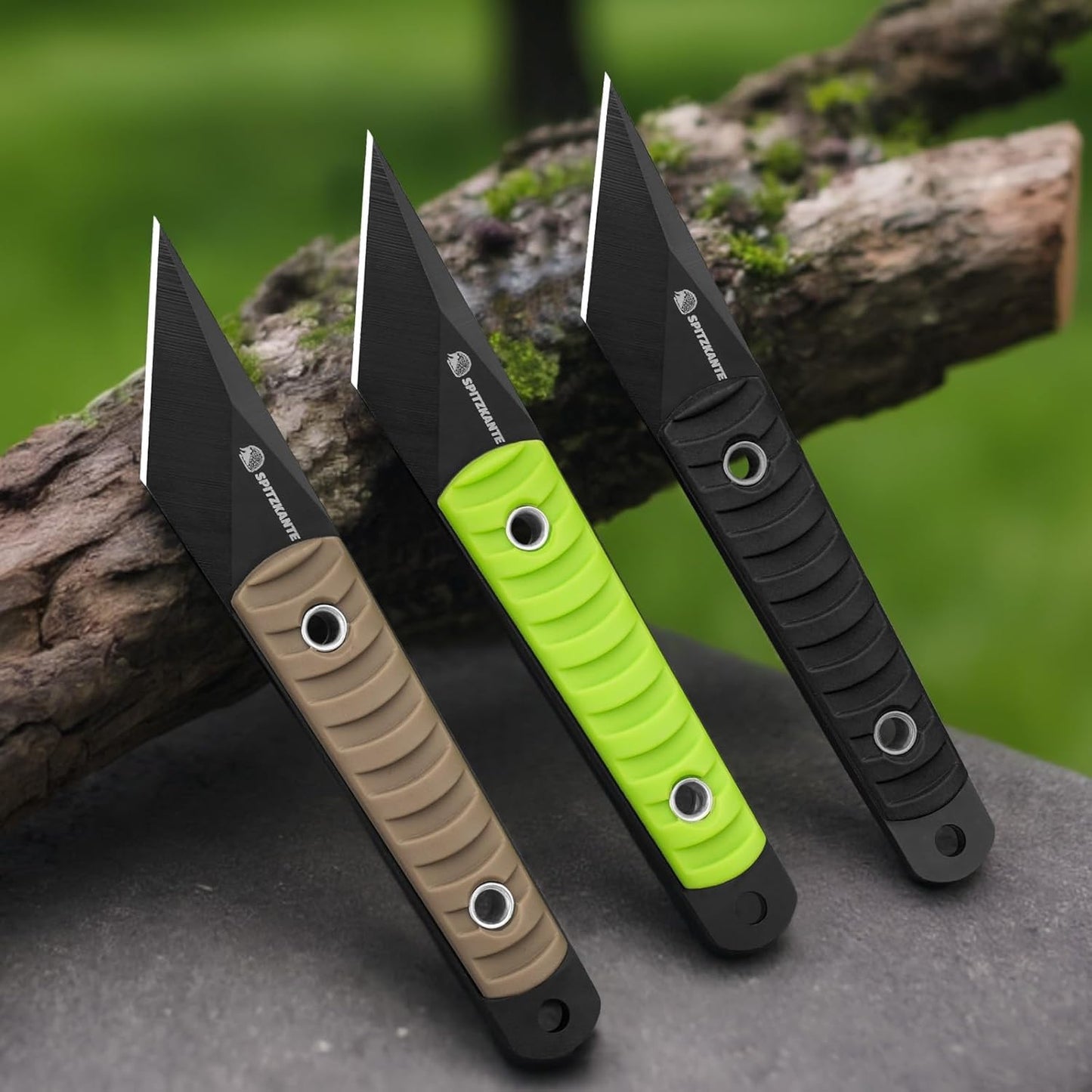 5.79" Mini Neck Knife, Kiridashi Style Full Tang Fixed Blade EDC Knife with Khaki ABS Handle, 5Cr14MoV Steel, Sheath and Necklace, Outdoor Camping Hiking Fishing Survival Everyday Carry