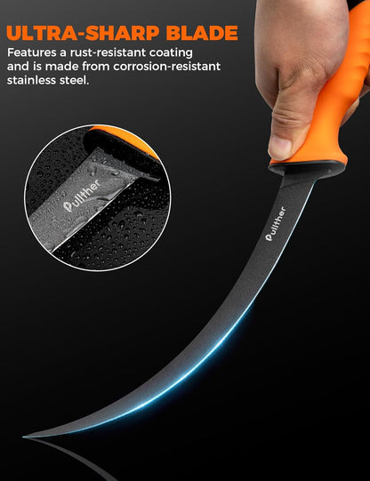 2 pcs Fillet Knife for fish,7 Inch Fillet Knives and 5 Inch Stainless Steel Fishing Bait Knife with Magnetic Protective Sheath,Fishing Gear Set with Non-Slip Handle
