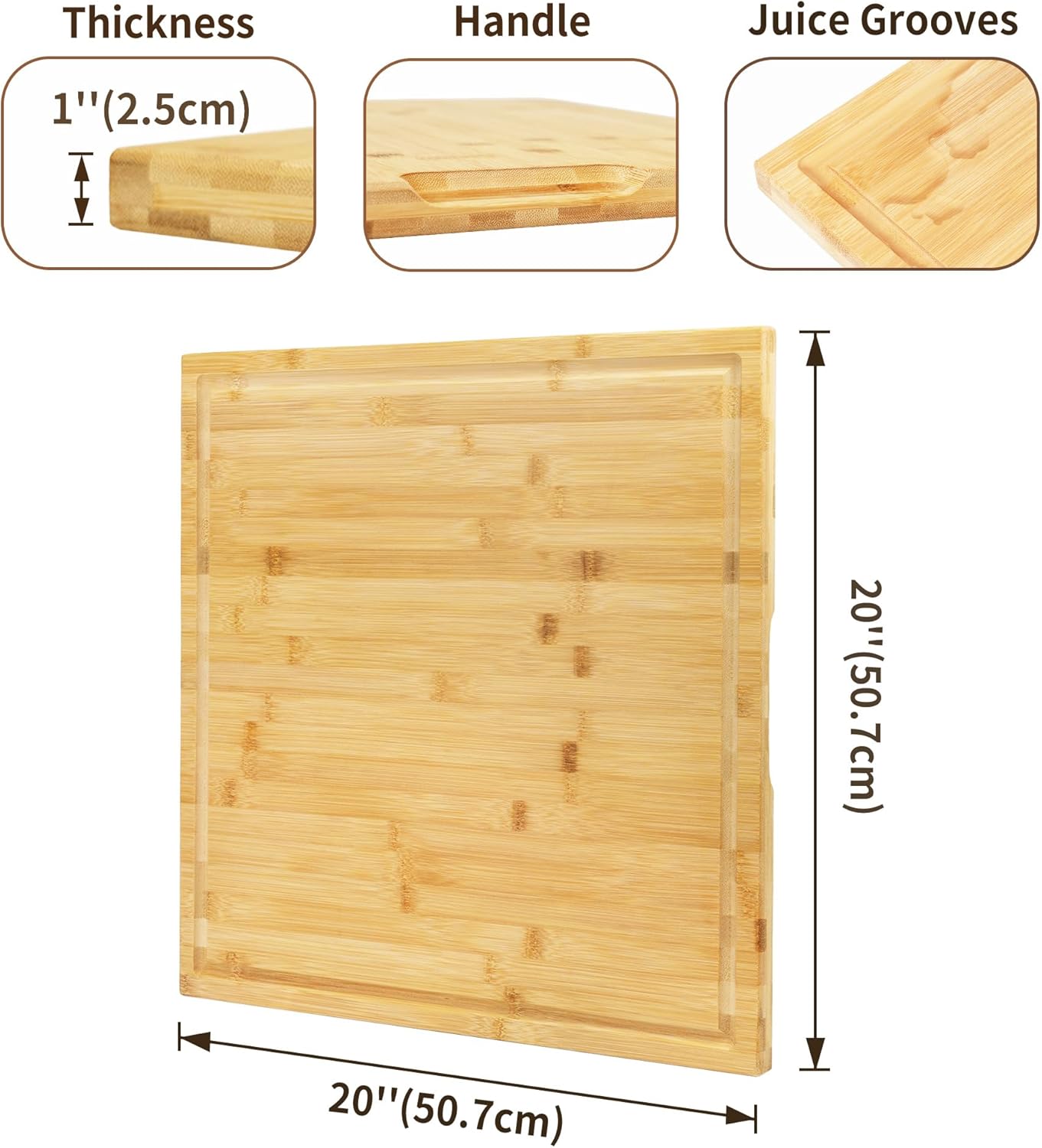Utoplike Extra Large XXXL Bamboo Cutting Board 24 x16 Inch, Largest Wooden Butcher Block for Turkey, Meat, Vegetables, BBQ, Over the Sink Chopping Board with Handle and Juice Groove, Thickness 1.25"