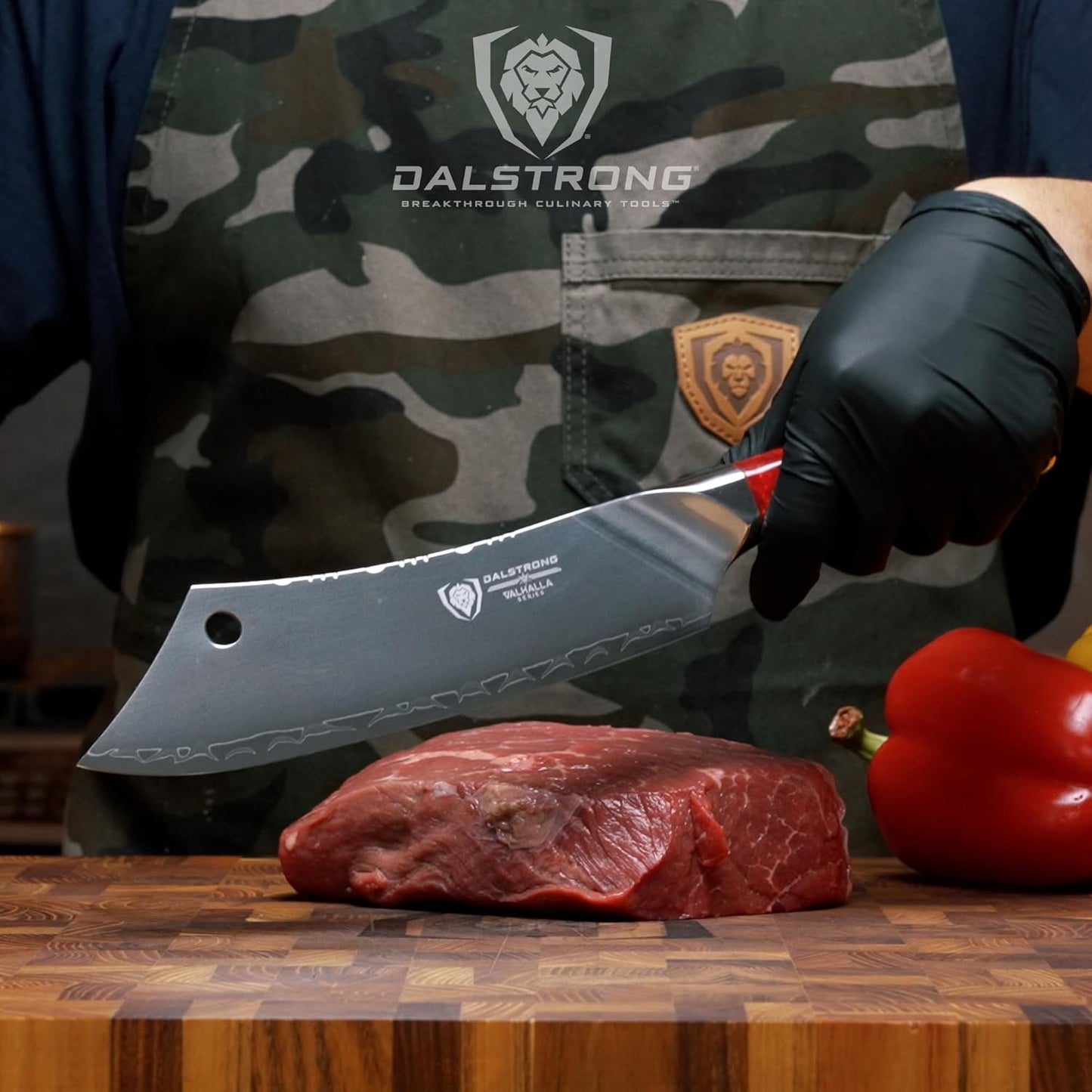 Dalstrong Chef & Cleaver Hybrid Knife - The 'Crixus' - 8 inch - Valhalla Series - 9CR18MOV HC Steel - Celestial Resin & Wood Handle - Razor Sharp Chef's Knife - w/Leather Sheath