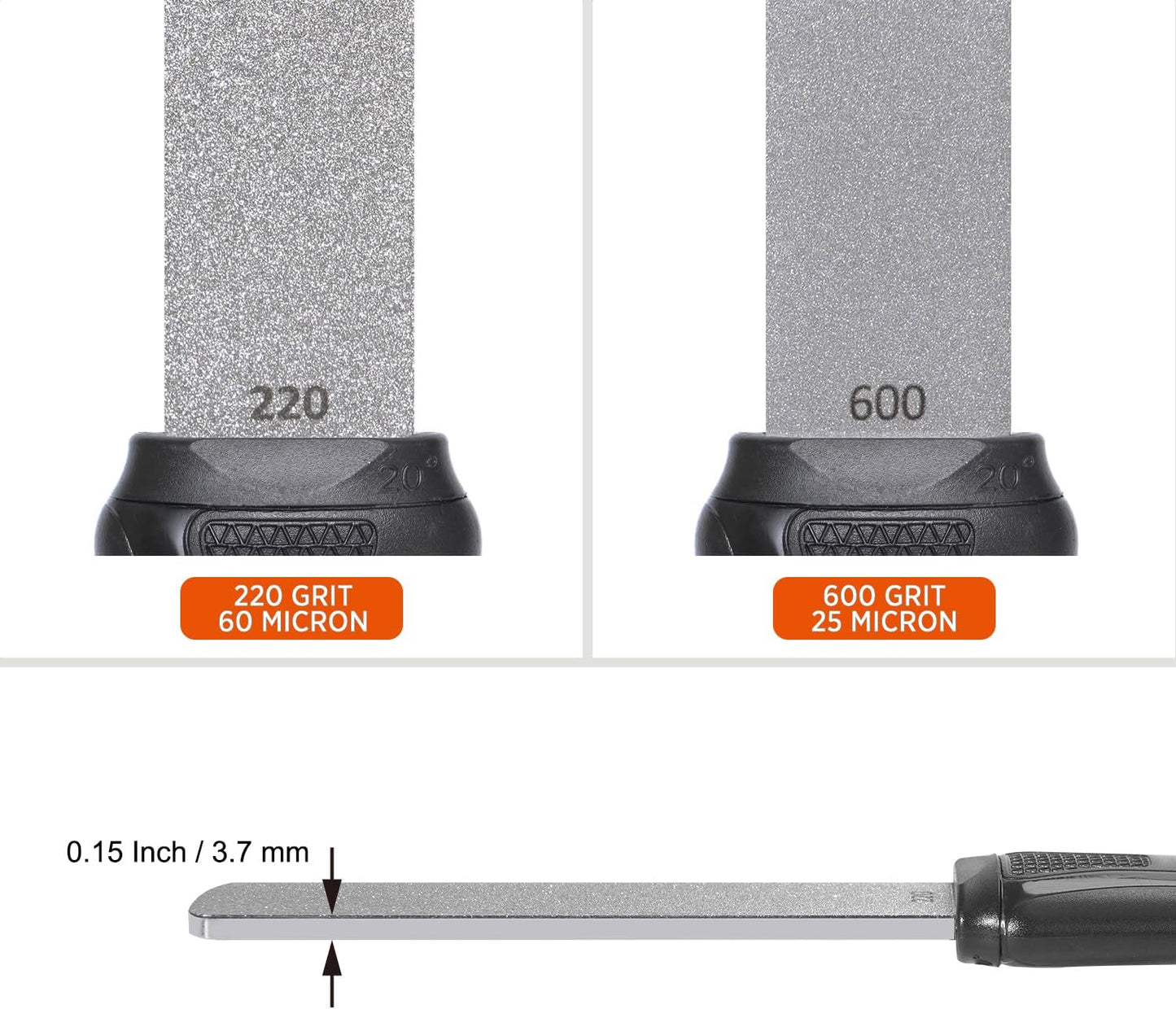SHARPAL 120N Dual-Grit Diamond Sharpening Stone File with Angle Guide, 220/600 Grit Tool Sharpener for Lawn Mower Blades, Axes, Hatchets, Machetes, Hedge Shears, Knives, Fathers Day Gift