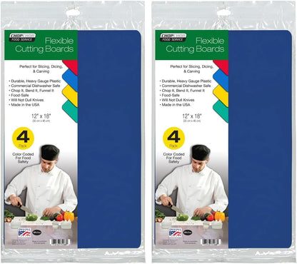 Cut N' Funnel Multi-Color Heavy Gauge Flexible Plastic Cutting Board Mats 4 Pack 18" x 12" Made in the USA BPA Free Dishwasher Safe