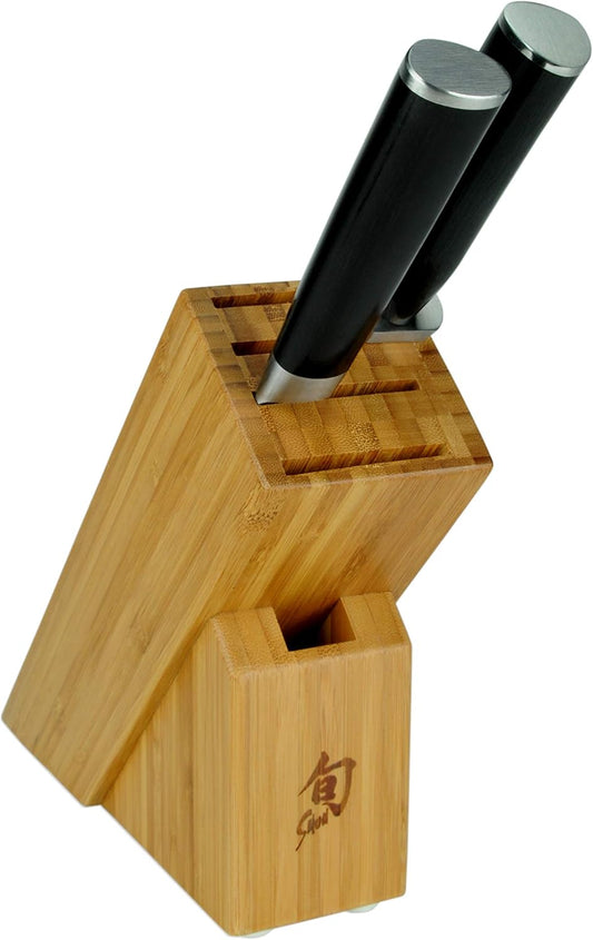 Shun Classic 7 Piece Essential Block Set, Includes 8" Chef, 3.5" Paring, 6" Utility, 9" Bread Knives & Herb Shears, Handcrafted Japanese Knife Block Set, Pakkawood Handles